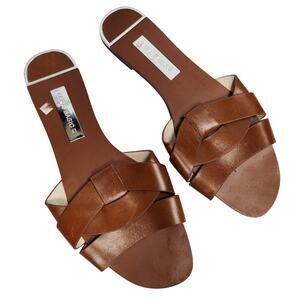 Zara Basic Size 41 Tan Leather Slippers